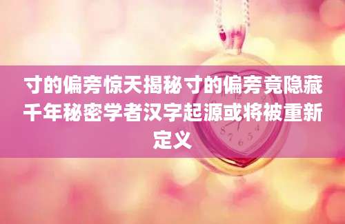 寸的偏旁惊天揭秘寸的偏旁竟隐藏千年秘密学者汉字起源或将被重新定义