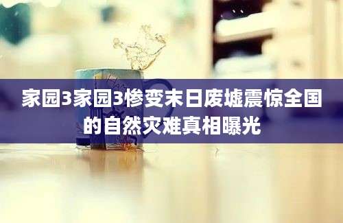 家园3家园3惨变末日废墟震惊全国的自然灾难真相曝光