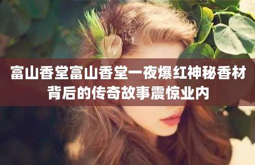 富山香堂富山香堂一夜爆红神秘香材背后的传奇故事震惊业内