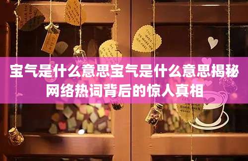 宝气是什么意思宝气是什么意思揭秘网络热词背后的惊人真相
