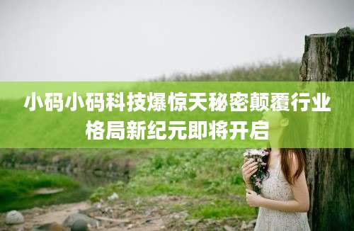 小码小码科技爆惊天秘密颠覆行业格局新纪元即将开启