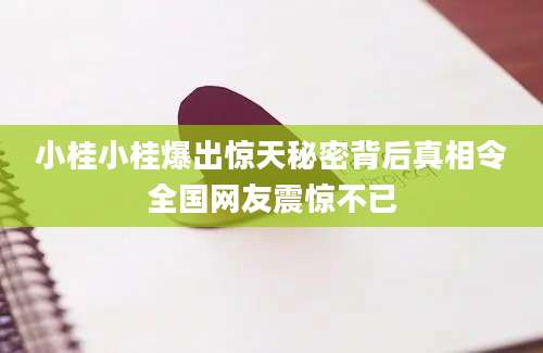 小桂小桂爆出惊天秘密背后真相令全国网友震惊不已