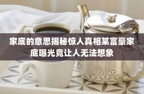 家底的意思揭秘惊人真相某富豪家底曝光竟让人无法想象