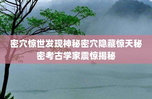 密穴惊世发现神秘密穴隐藏惊天秘密考古学家震惊揭秘