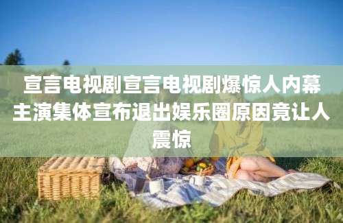 宣言电视剧宣言电视剧爆惊人内幕主演集体宣布退出娱乐圈原因竟让人震惊