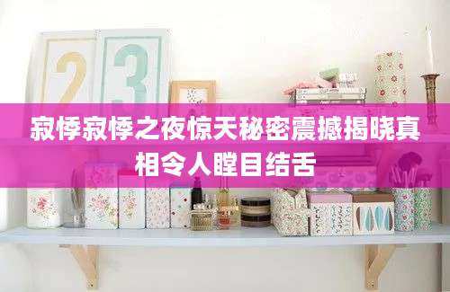 寂悸寂悸之夜惊天秘密震撼揭晓真相令人瞠目结舌