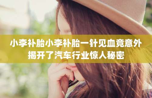 小李补胎小李补胎一针见血竟意外揭开了汽车行业惊人秘密