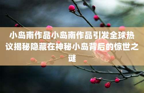 小岛南作品小岛南作品引发全球热议揭秘隐藏在神秘小岛背后的惊世之谜