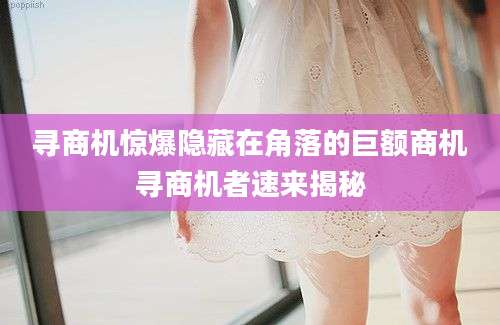 寻商机惊爆隐藏在角落的巨额商机寻商机者速来揭秘