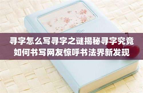 寻字怎么写寻字之谜揭秘寻字究竟如何书写网友惊呼书法界新发现