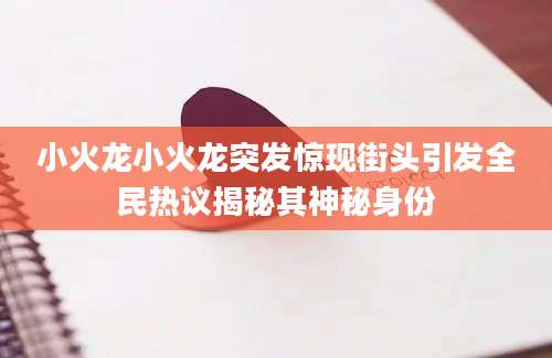 小火龙小火龙突发惊现街头引发全民热议揭秘其神秘身份