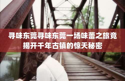 寻味东莞寻味东莞一场味蕾之旅竟揭开千年古镇的惊天秘密