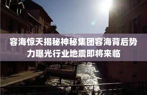 容海惊天揭秘神秘集团容海背后势力曝光行业地震即将来临
