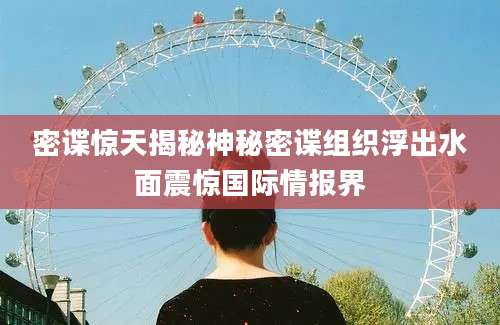 密谍惊天揭秘神秘密谍组织浮出水面震惊国际情报界