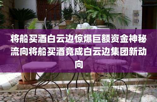 将船买酒白云边惊爆巨额资金神秘流向将船买酒竟成白云边集团新动向