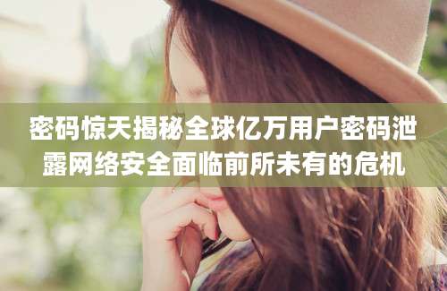 密码惊天揭秘全球亿万用户密码泄露网络安全面临前所未有的危机