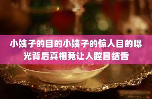 小姨子的目的小姨子的惊人目的曝光背后真相竟让人瞠目结舌