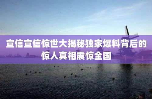 宣信宣信惊世大揭秘独家爆料背后的惊人真相震惊全国