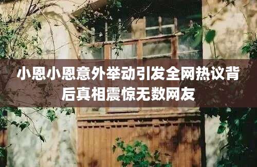 小恩小恩意外举动引发全网热议背后真相震惊无数网友