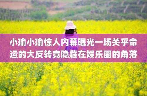 小瑜小瑜惊人内幕曝光一场关乎命运的大反转竟隐藏在娱乐圈的角落