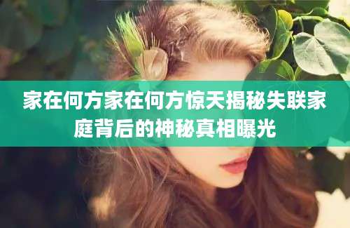 家在何方家在何方惊天揭秘失联家庭背后的神秘真相曝光
