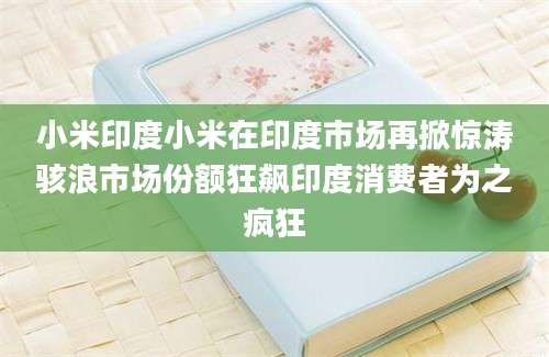 小米印度小米在印度市场再掀惊涛骇浪市场份额狂飙印度消费者为之疯狂
